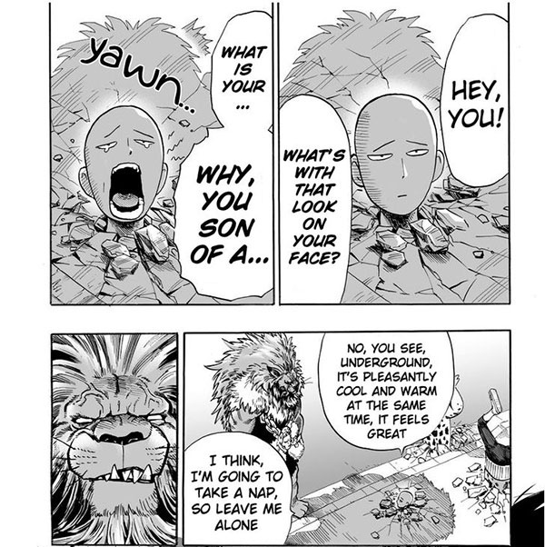 Saitama is mocking at a monster