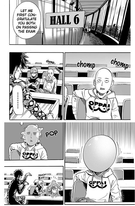 Saitama wearing Oppai Hoodie