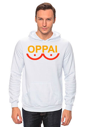 a man wearing Oppai Hoodie photo