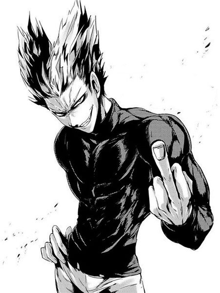 Garou showing a middle finger