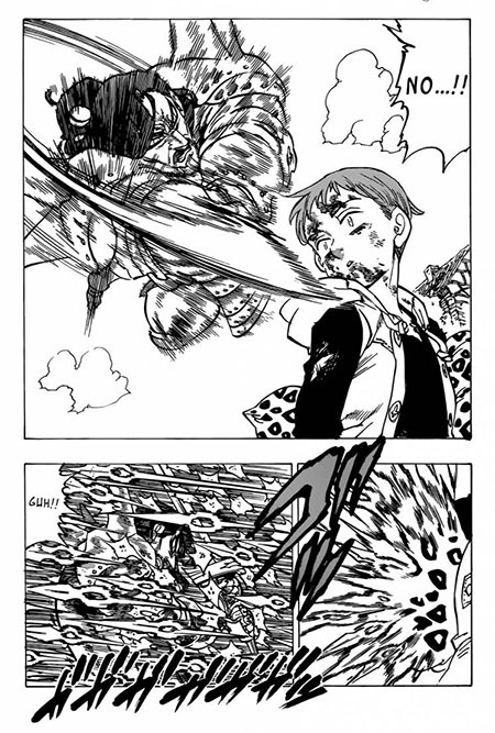 An epic fighting scene in The Seven Deadly Sins