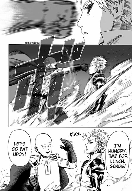 Saitama is almost punching Genos